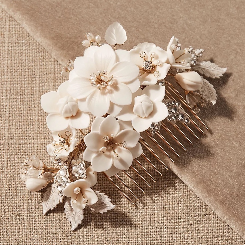 BHLDN Twigs & Honey “Brooke” Floral Bridal Hair Comb